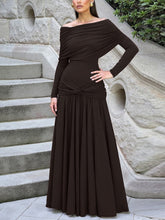 Elegant Off Shoulder Ruched Slim Maxi  Dress